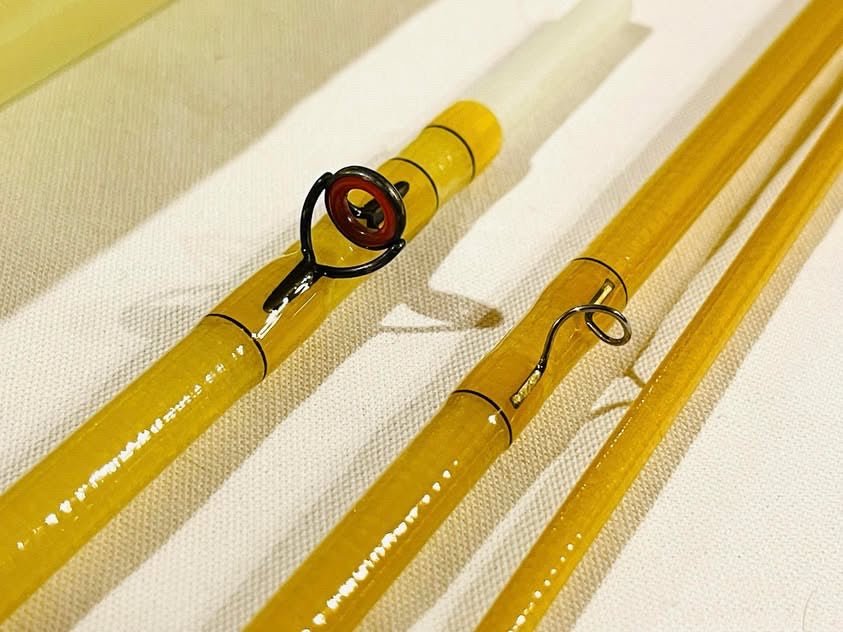 Kabuto 8' 0" 3wt 3pc Dark Yellow / Lightly Flamed Bamboo - Fish On! Custom Rods