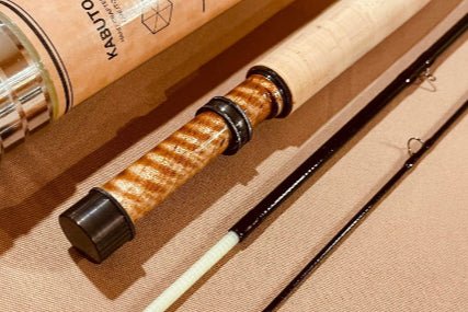 Kabuto 8' 0" 5wt 3pc Black / Tiger Maple Burl - Fish On! Custom Rods