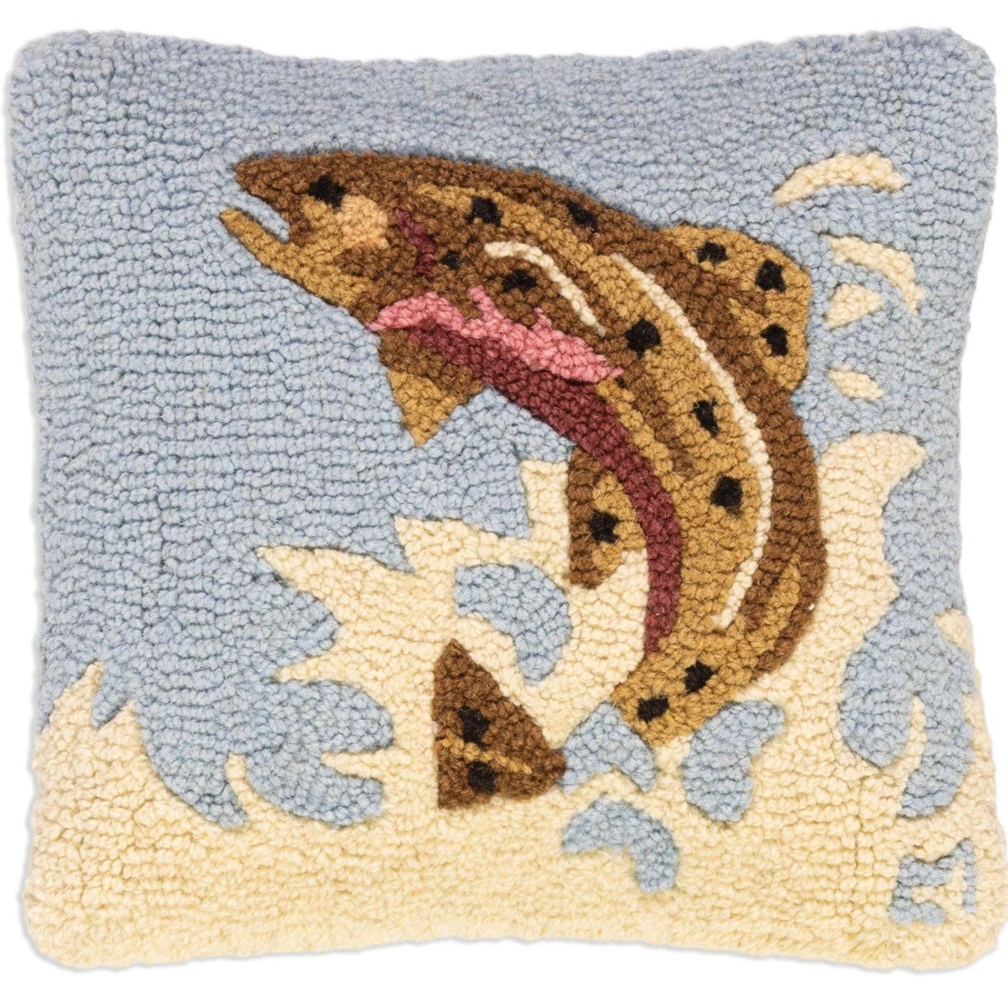 Leaping Brown Trout Pillow - Premium Wool - Fish On! Custom Rods