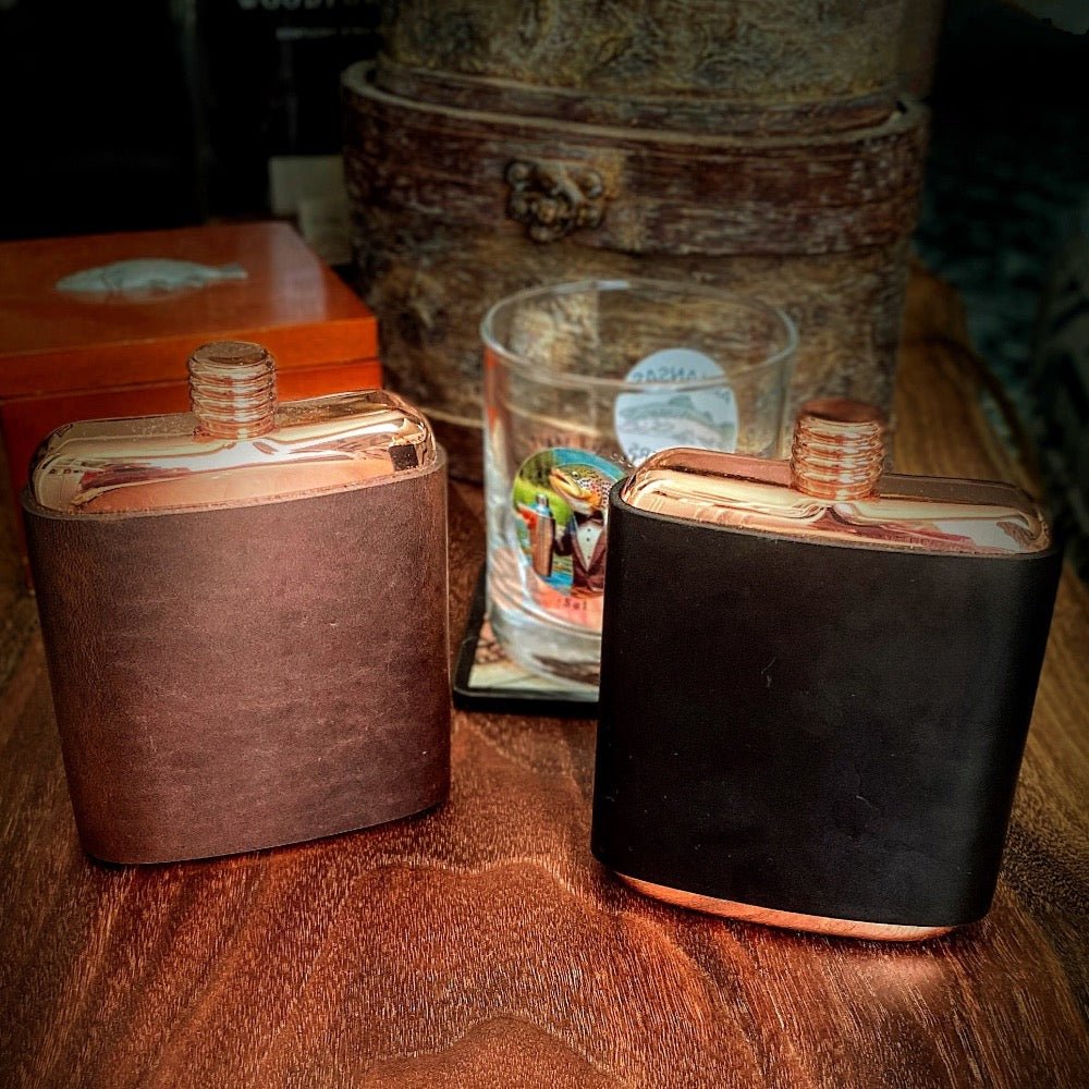 Leather - Wrapped Flasks - Fish On! Custom Rods