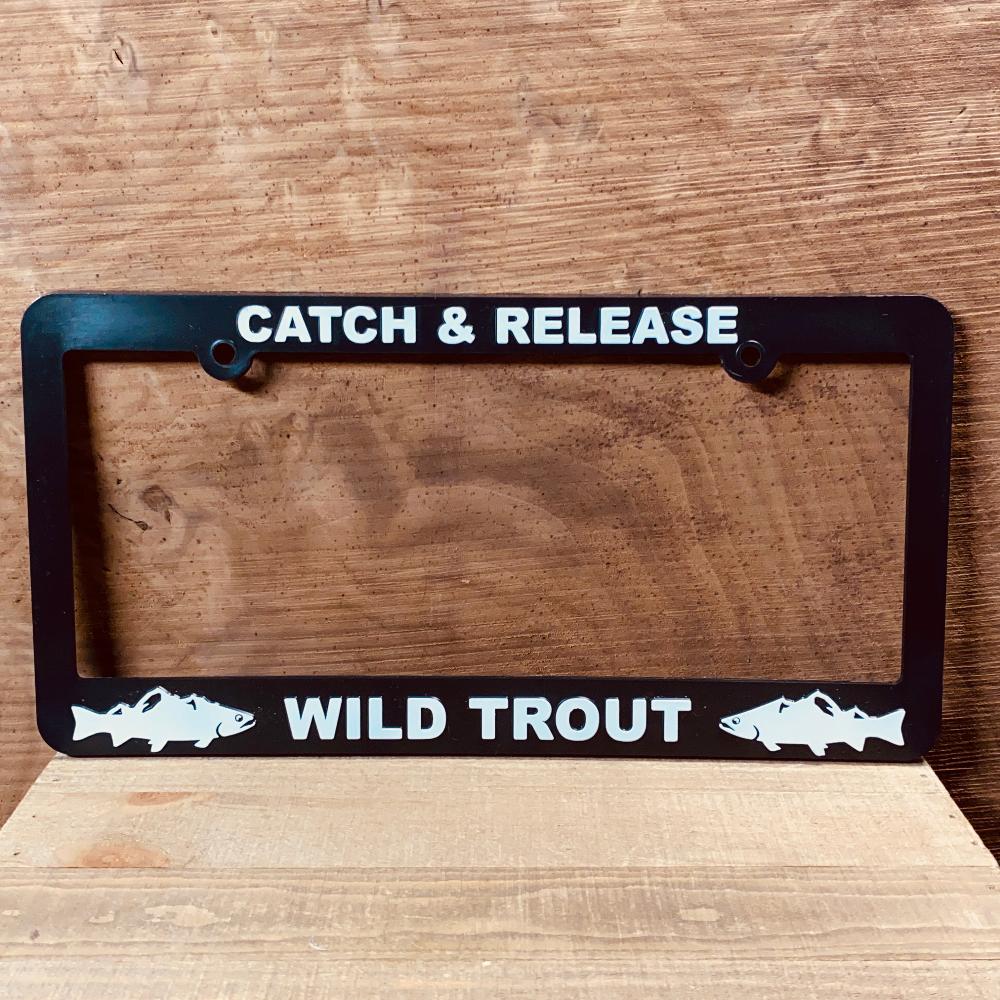 License Plate Frame: Catch & Release Wild Trout - Fish On! Custom Rods