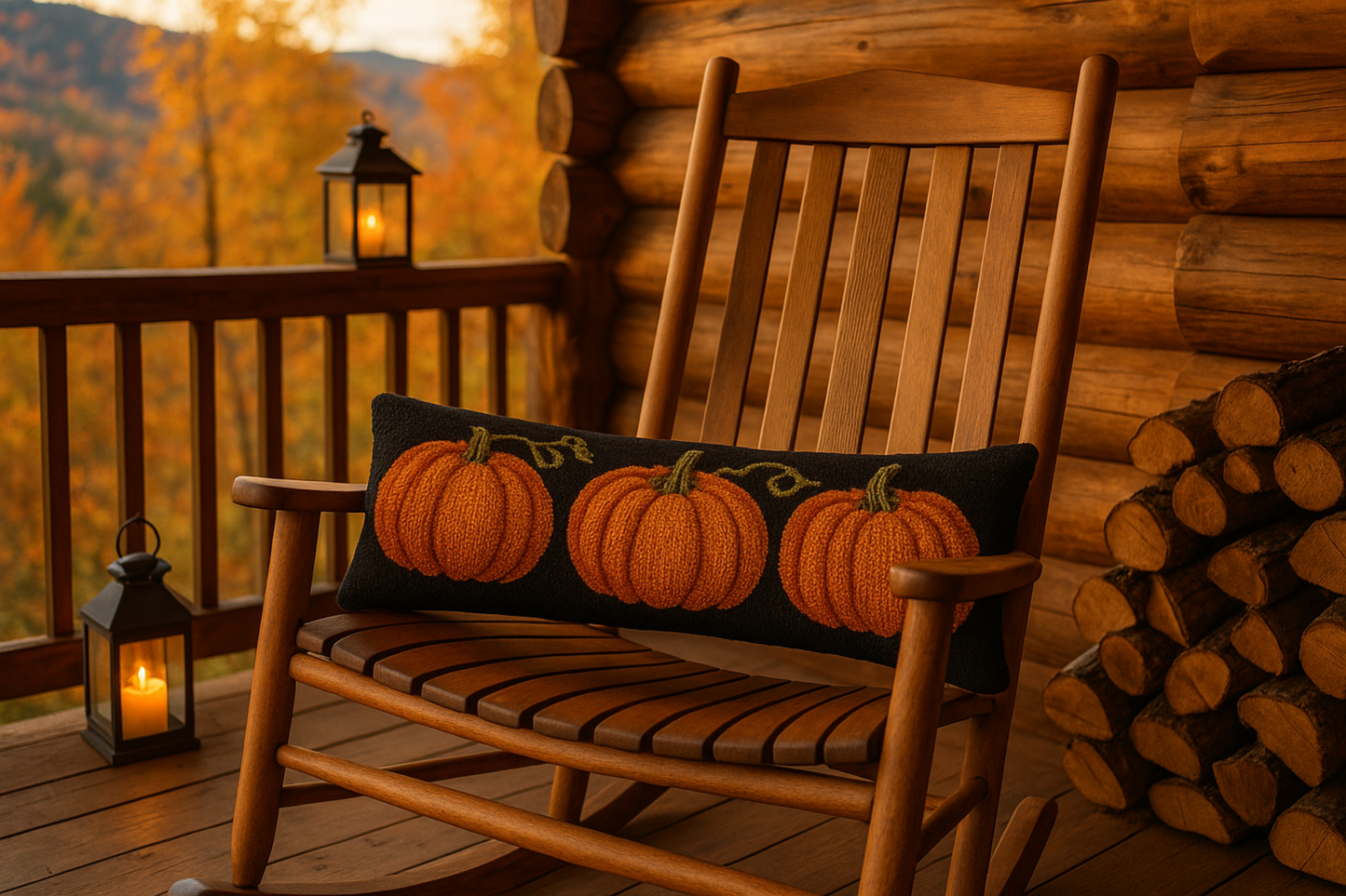 Log Cabin Back Porch Scene