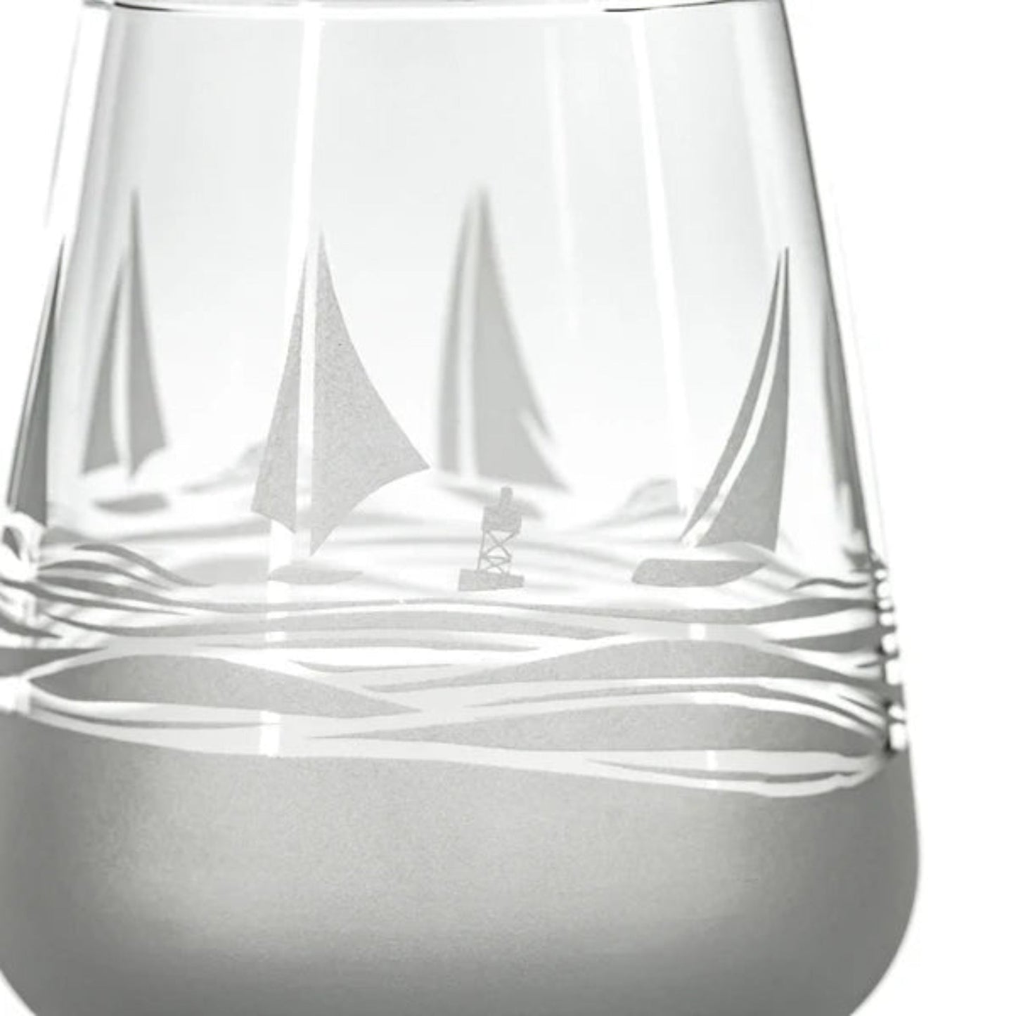 Nautical Stemless Wine Glass - 15.75oz Regatta Design - Fish On! Custom Rods