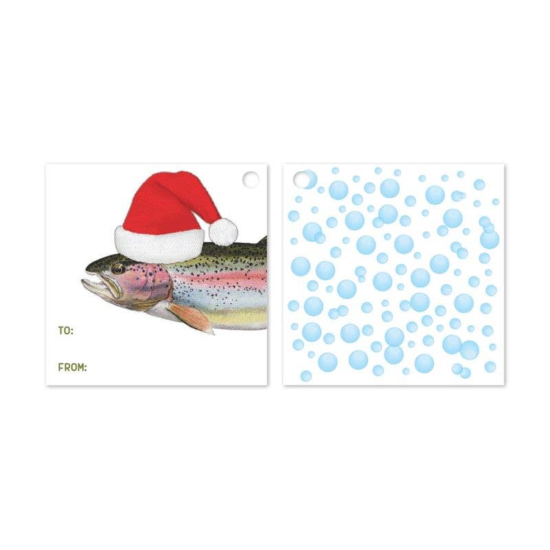 "Rainbow Santa" – Festive Trout Holiday Gift Tags (10 Pack) - Fish On! Custom Rods
