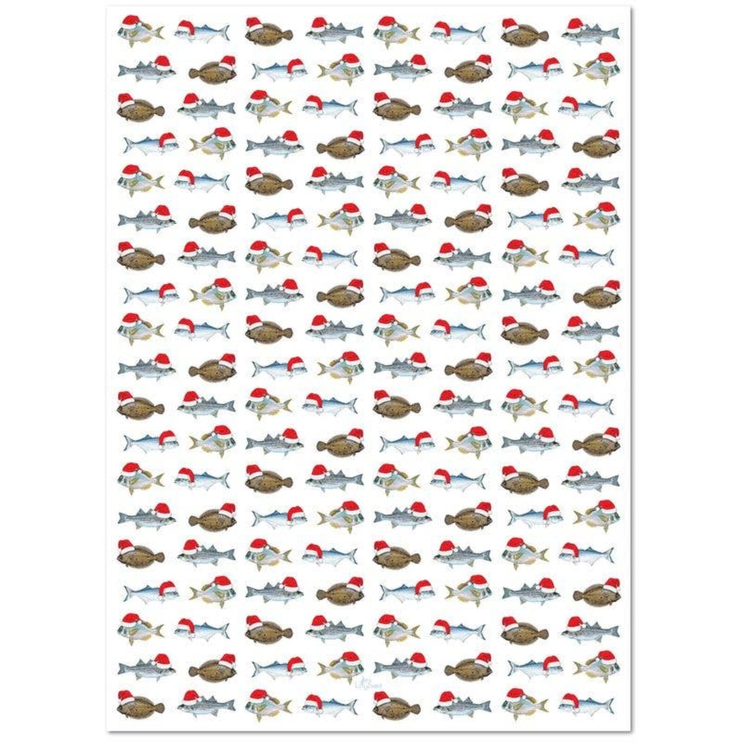 "Santa Fish Saltwater Wrapping Paper" – Festive Coastal Wrap - Fish On! Custom Rods