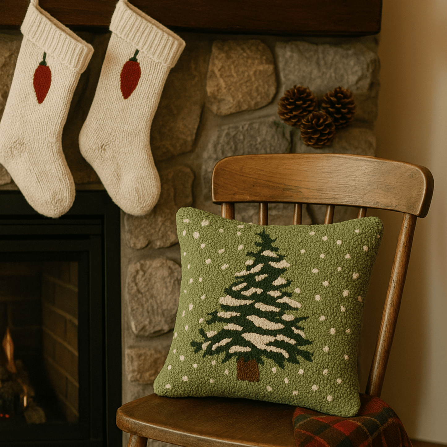 Snow Flurries Tree - Christmas Santa Holidays 18" x 18" - Fish On! Custom Rods