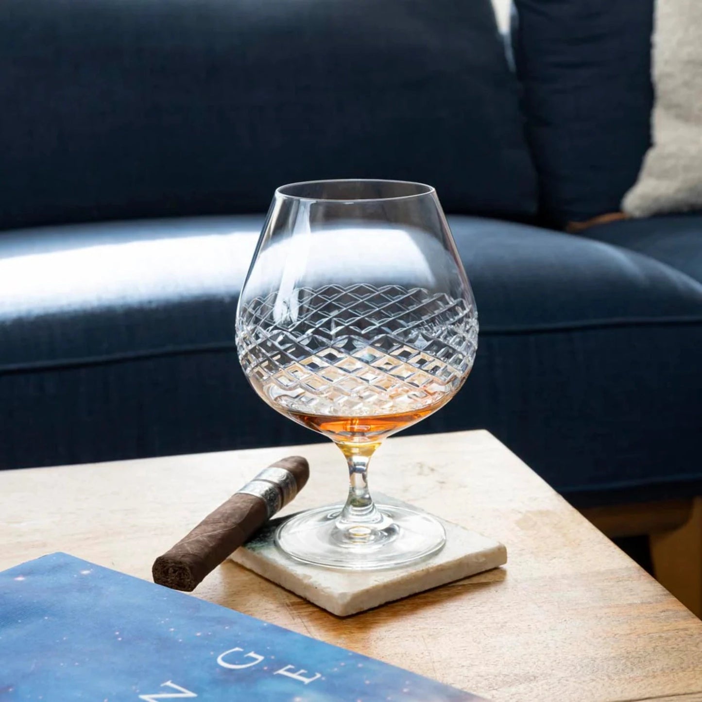 The Diamond Brandy Snifter – Luxury Hand - Engraved Crystal Glassware - Fish On! Custom Rods