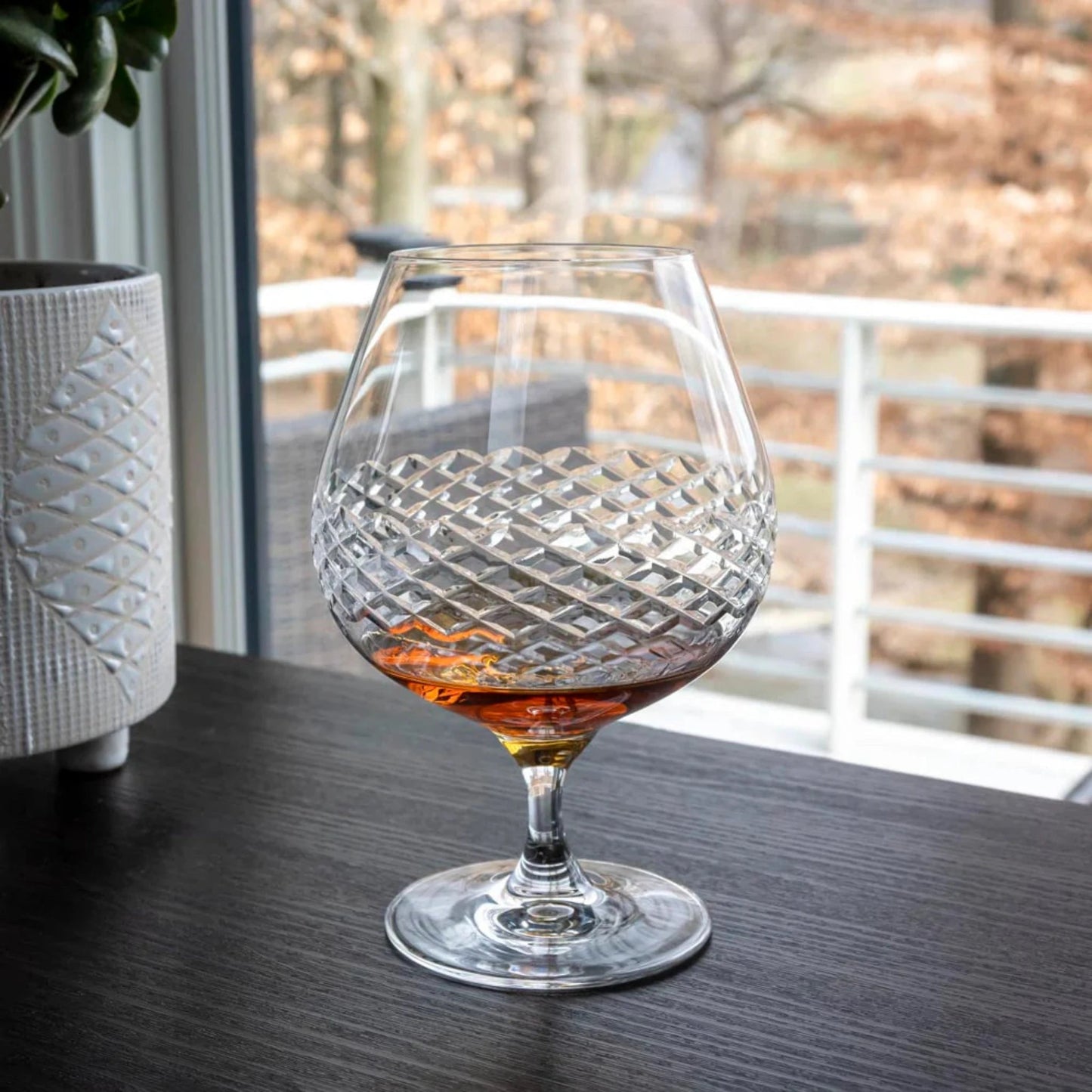 The Diamond Brandy Snifter – Luxury Hand - Engraved Crystal Glassware - Fish On! Custom Rods