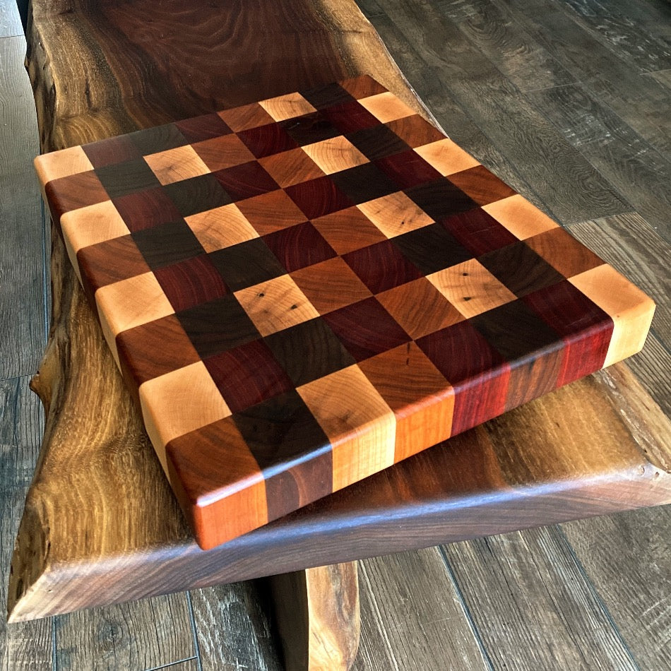 End Grain Cutting Board - Fish On! Custom Rods