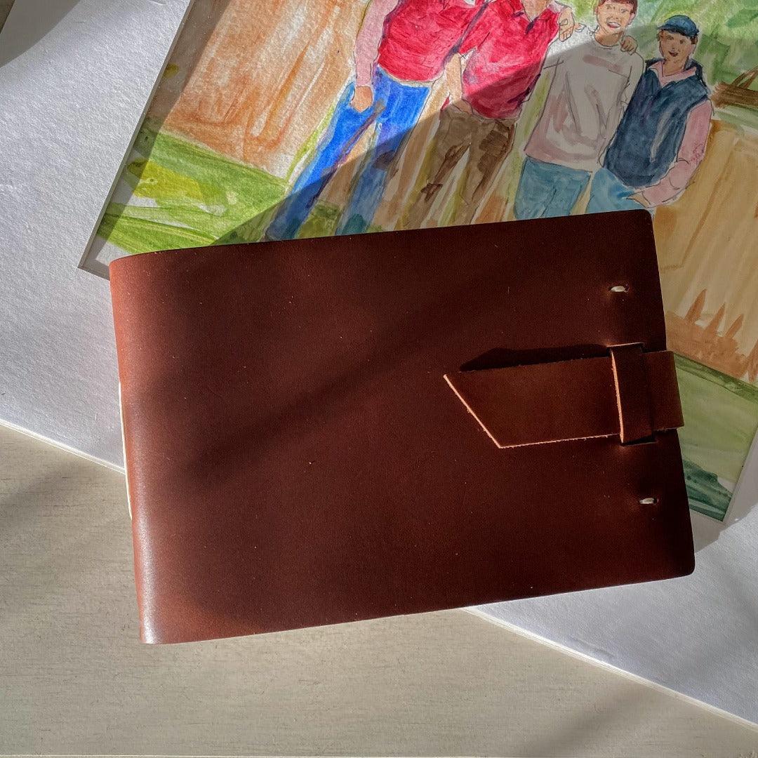 Claude Leather Art Journal - Premium Watercolor Paper, Top - Quality Leather - Fish On! Custom Rods