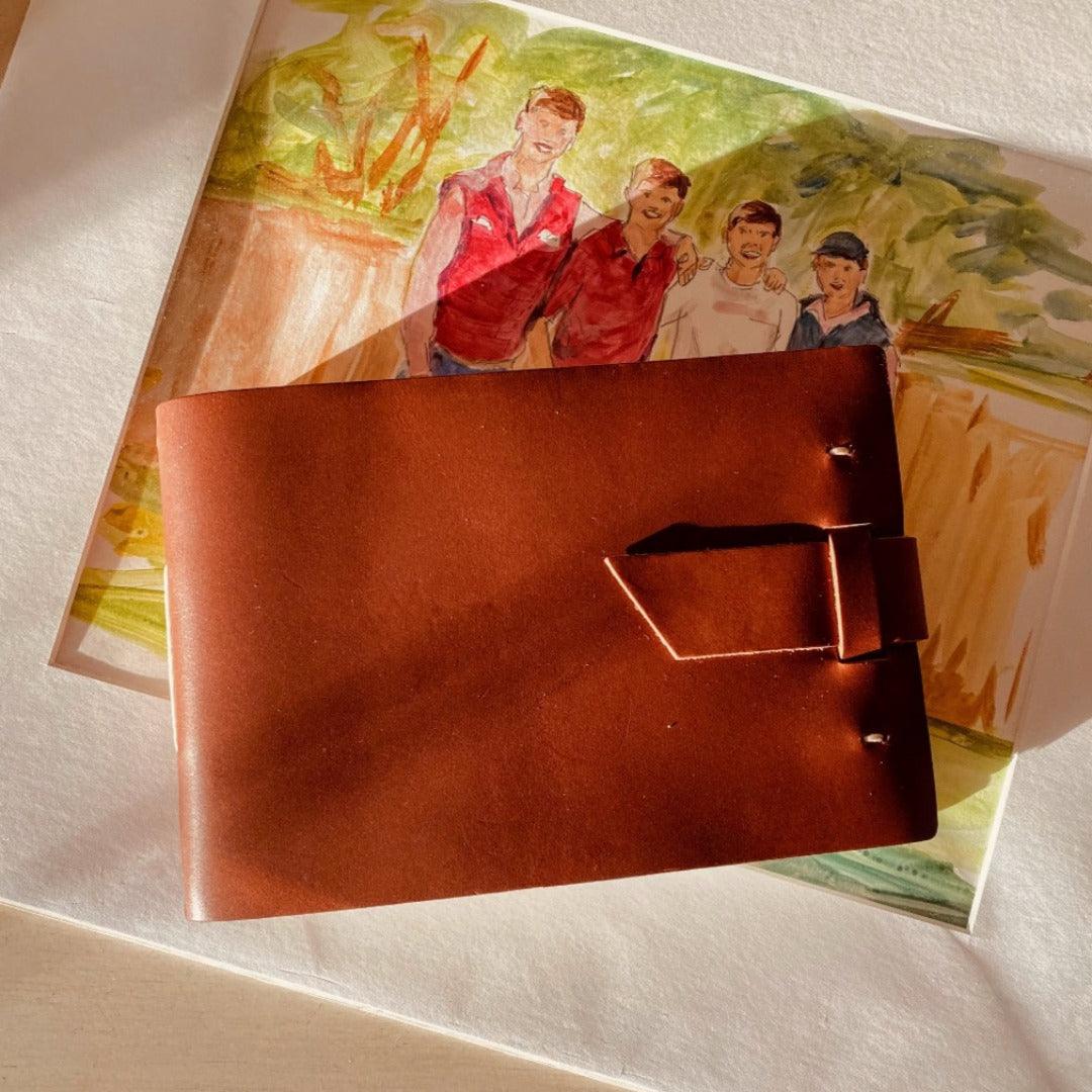 Claude Leather Art Journal - Premium Watercolor Paper, Top - Quality Leather - Fish On! Custom Rods