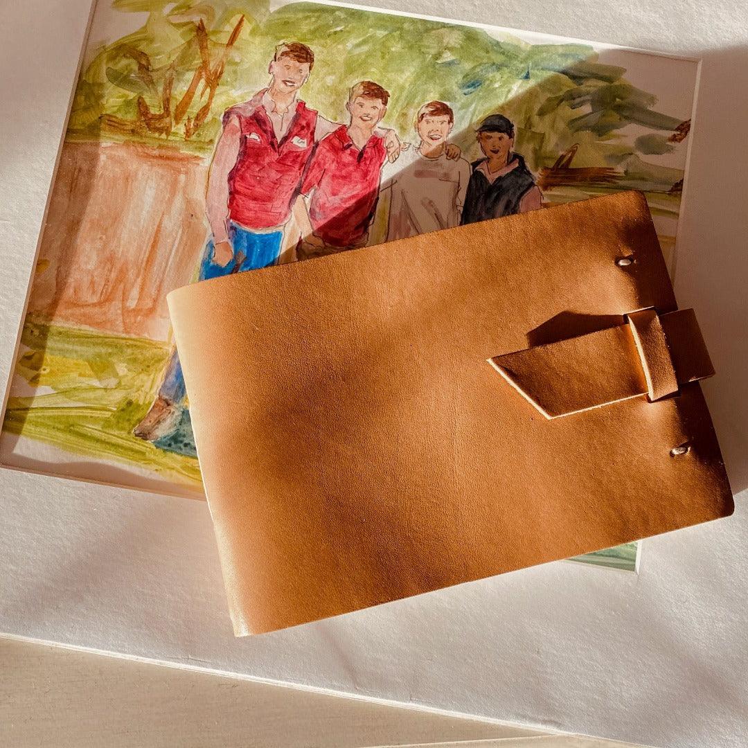 Claude Leather Art Journal - Premium Watercolor Paper, Top - Quality Leather - Fish On! Custom Rods