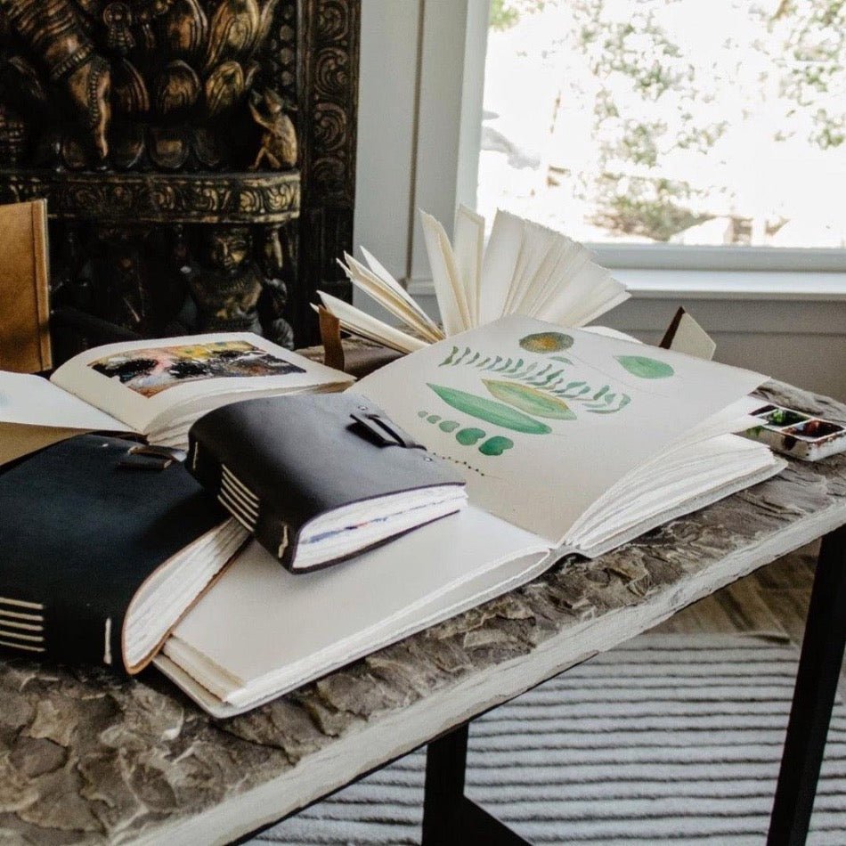 Claude Leather Art Journal - Premium Watercolor Paper, Top - Quality Leather - Fish On! Custom Rods