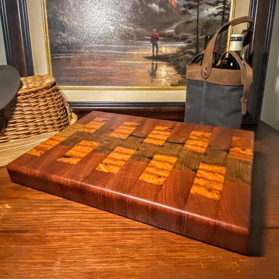 End Grain Cutting Board - Fish On! Custom Rods