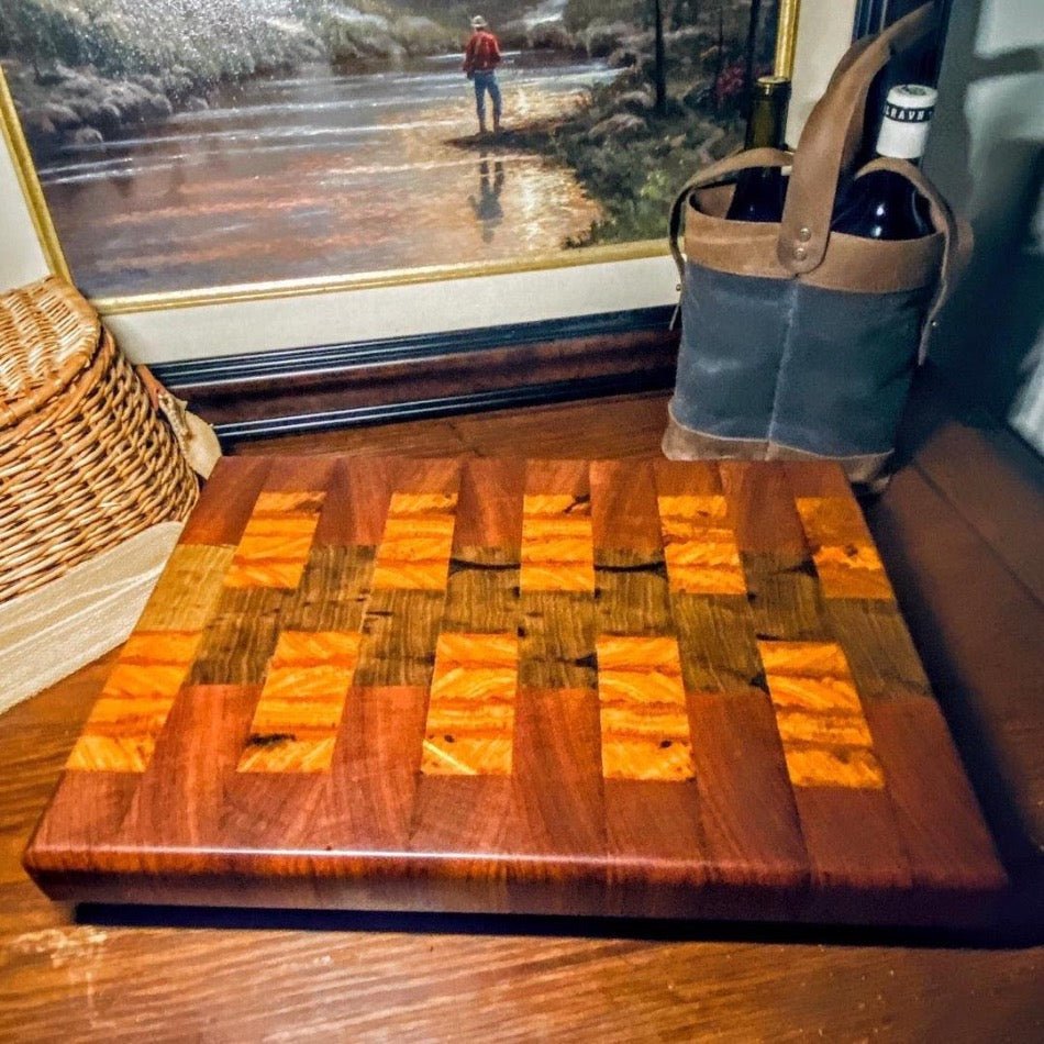 End Grain Cutting Board - Fish On! Custom Rods