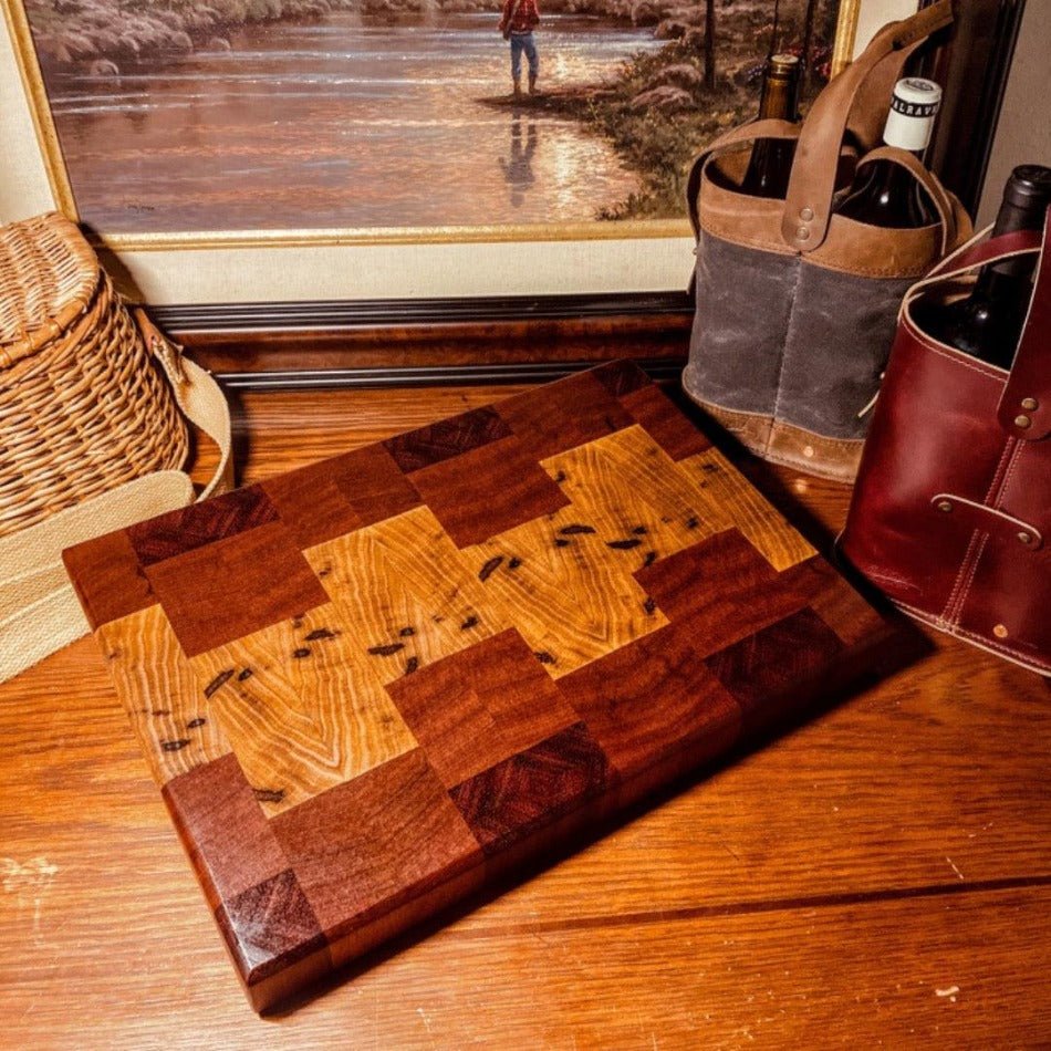 End Grain Cutting Board - Fish On! Custom Rods
