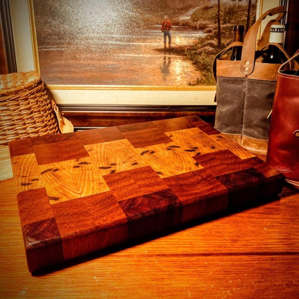 End Grain Cutting Board - Fish On! Custom Rods