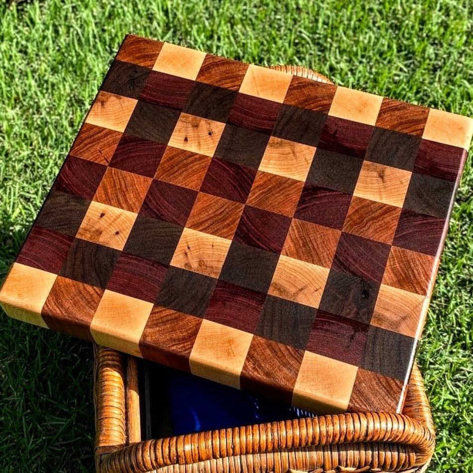 End Grain Cutting Board - Fish On! Custom Rods