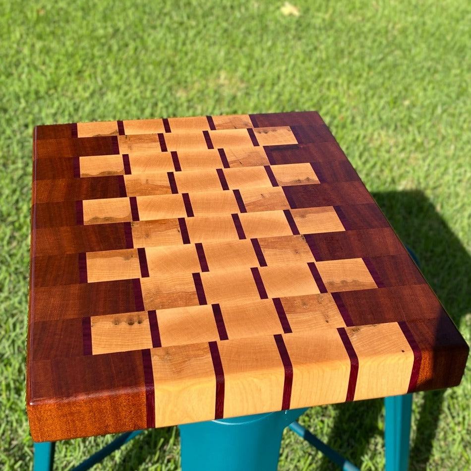 End Grain Cutting Board - Fish On! Custom Rods