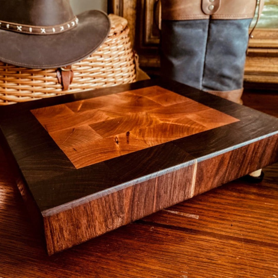 End Grain Cutting Board - Fish On! Custom Rods