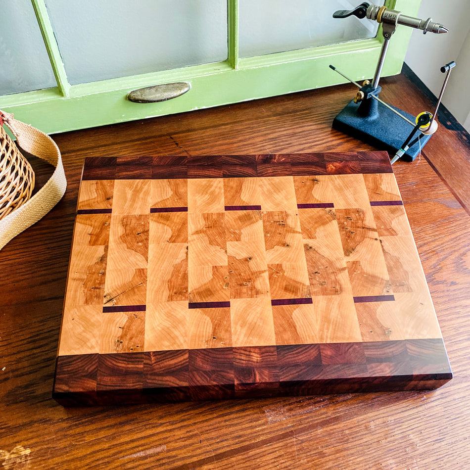 End Grain Cutting Board - Fish On! Custom Rods