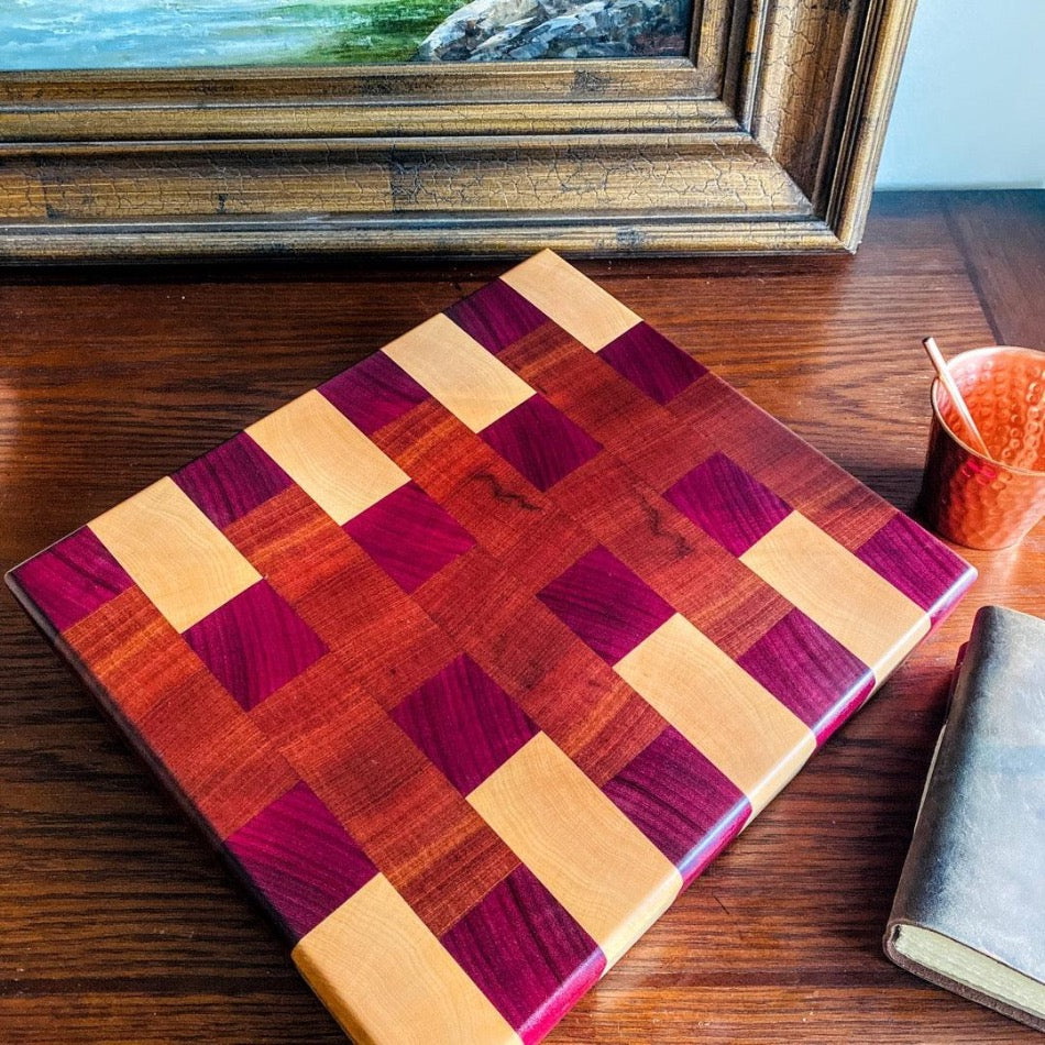 End Grain Cutting Board - Fish On! Custom Rods