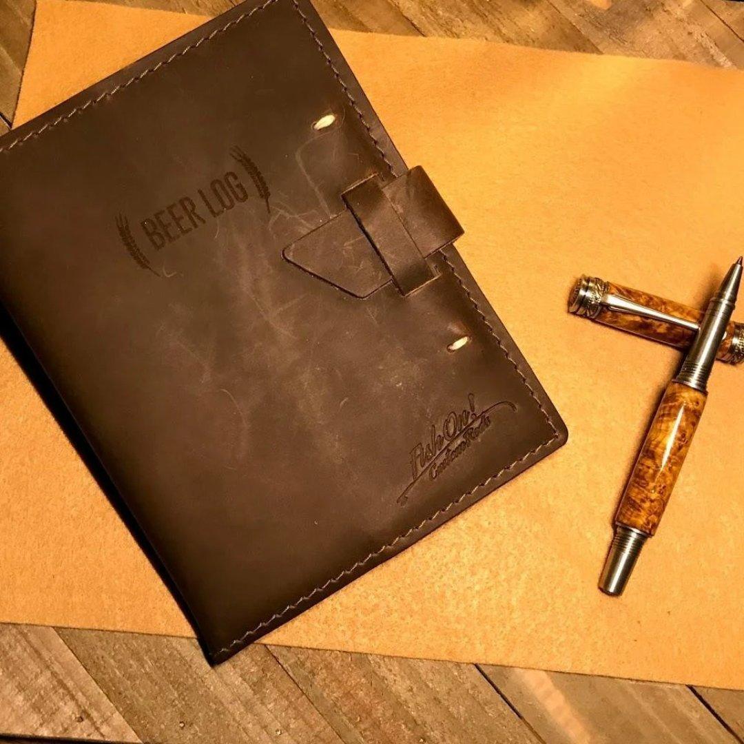 Leather Beer Tasters Log Book - Fish On! Custom Rods