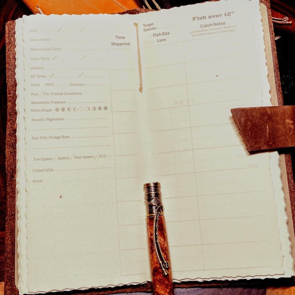 Leather Fishing Log Book - Fish On! Custom Rods