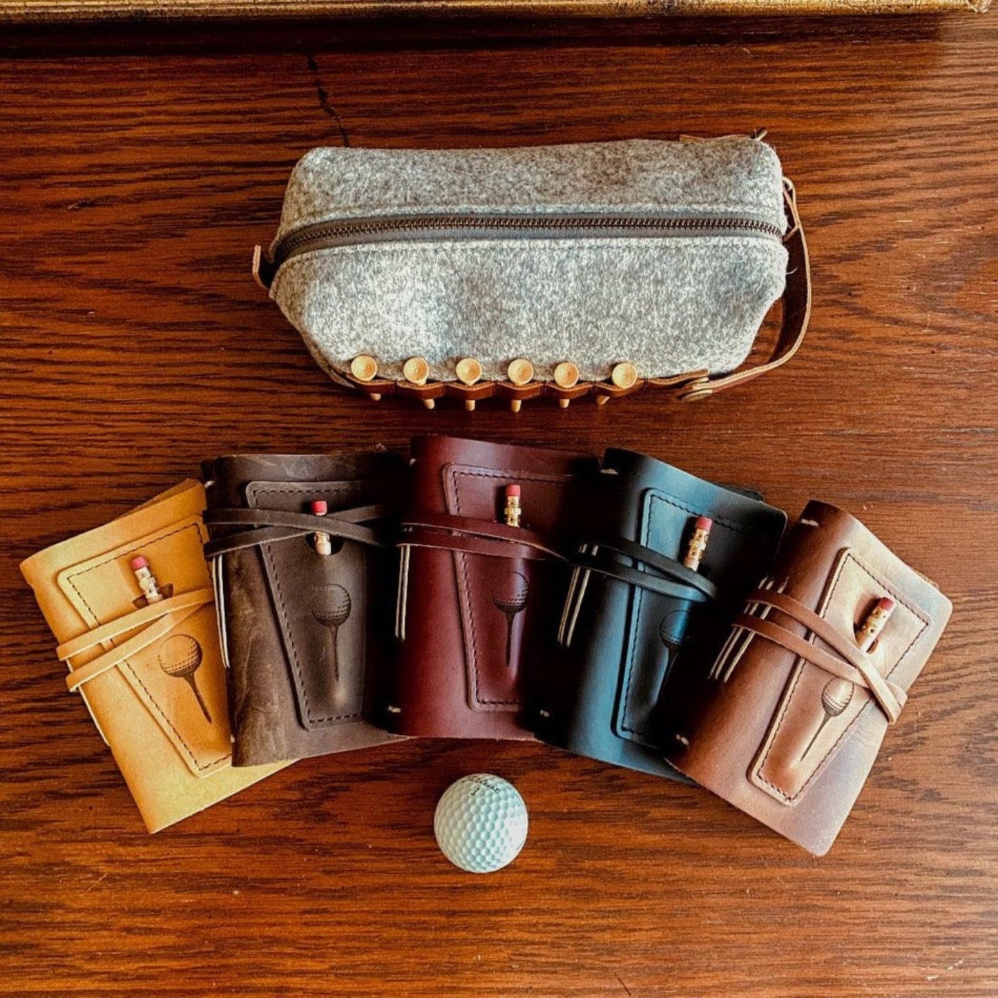 Leather Golf Log with Pocket - Fish On! Custom Rods