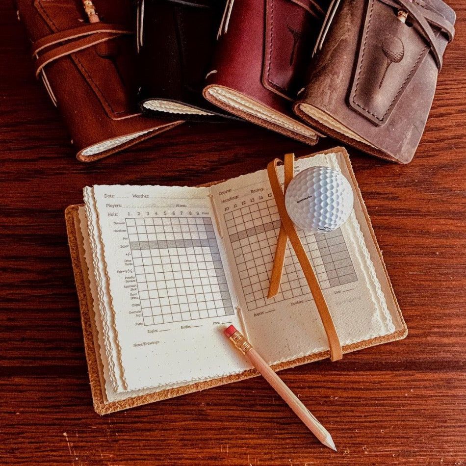 
                  
                    Leather Golf Log with Pocket - Fish On! Custom Rods
                  
                