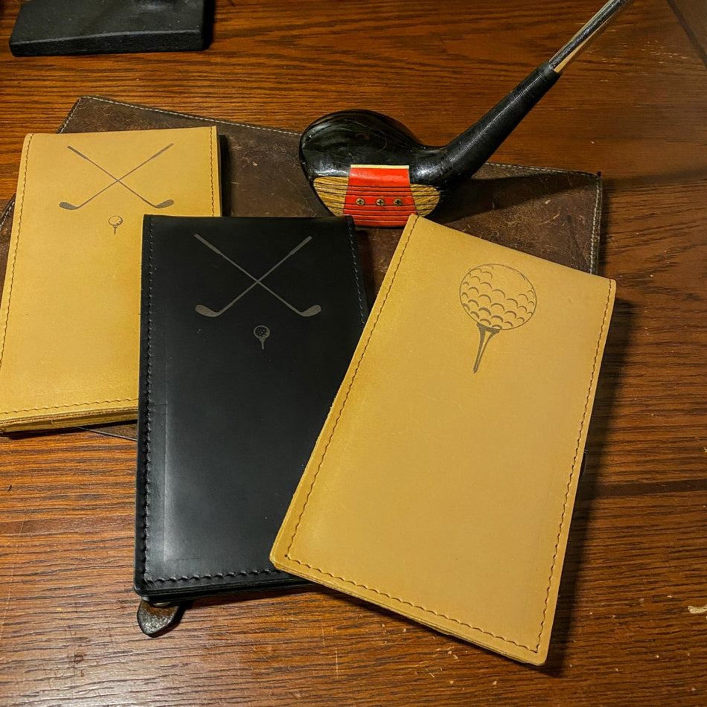 Leather Golf Yardage Book Holder - Fish On! Custom Rods
