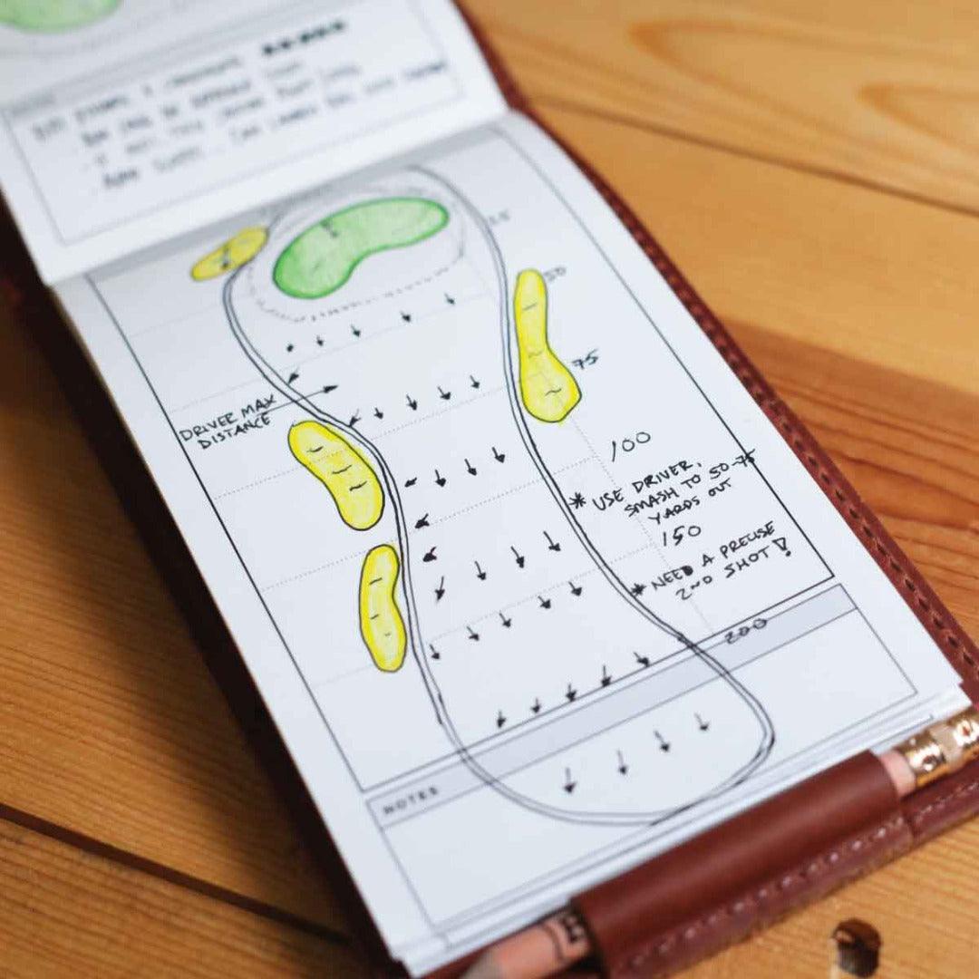 Leather Golf Yardage Book Holder - Fish On! Custom Rods