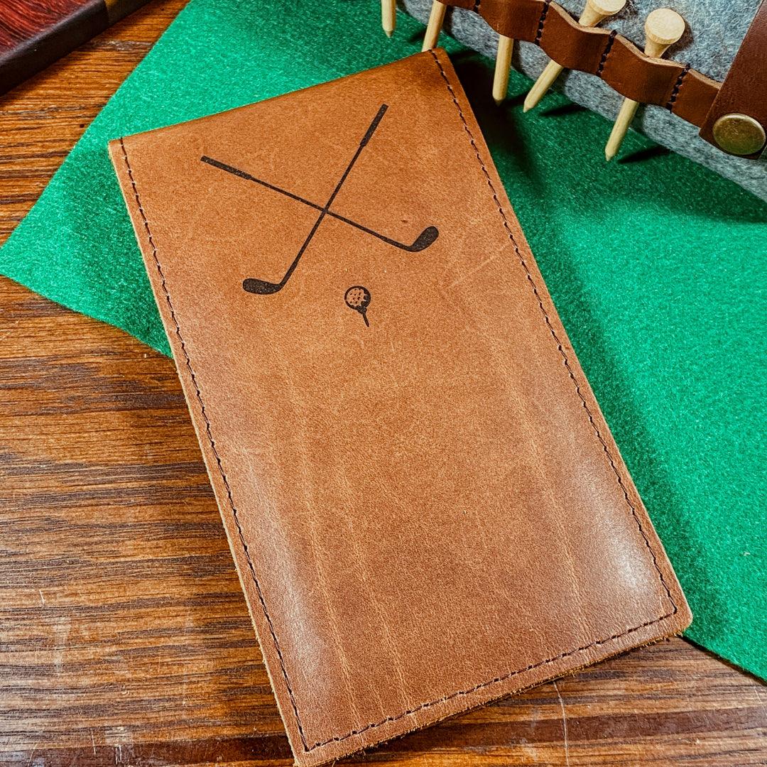 
                  
                    Leather Golf Yardage Book Holder - Fish On! Custom Rods
                  
                
