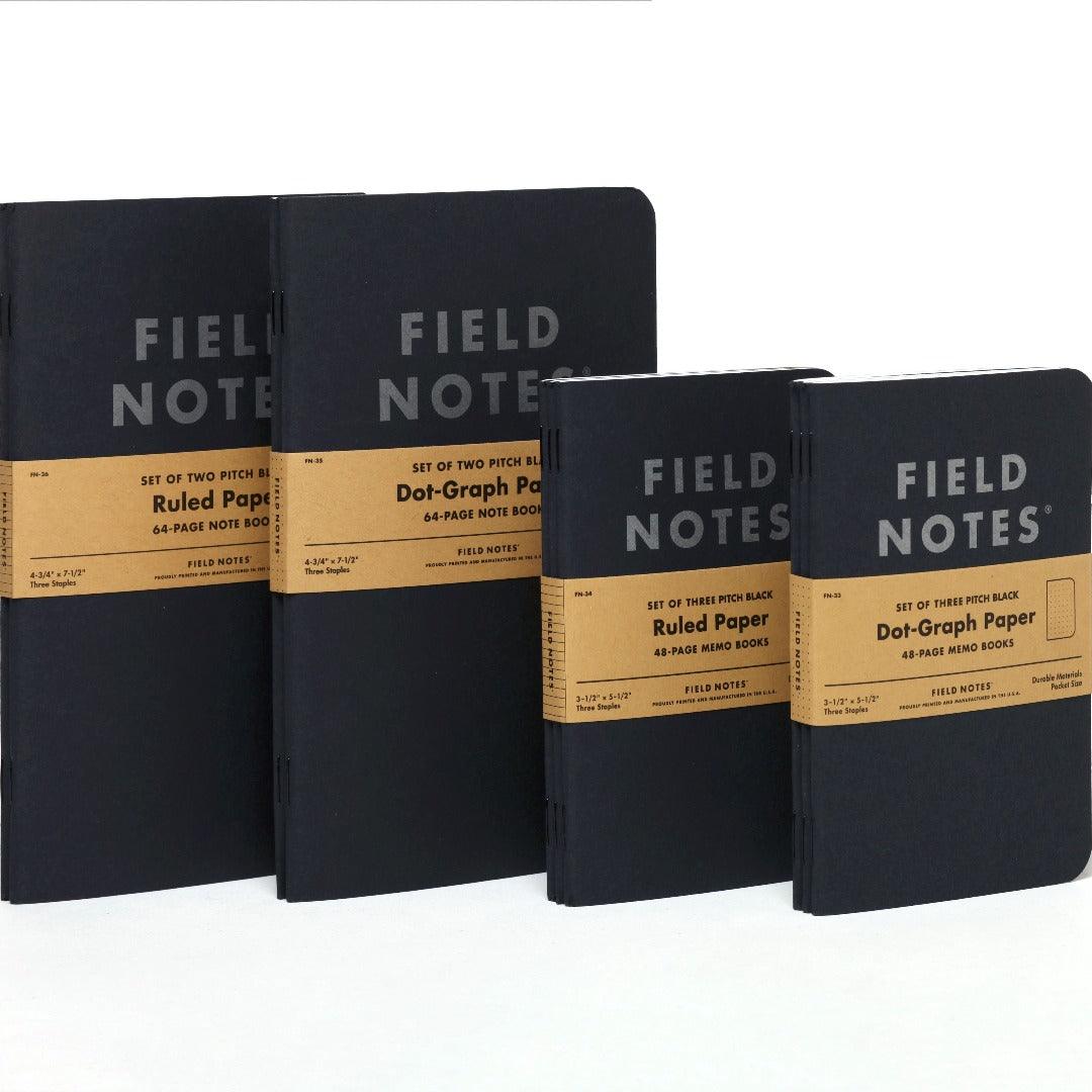 Pitch Black Note Book 2 - Pack | Ruled & Dot - Graph Paper for Writing & Drawing - Fish On! Custom Rods
