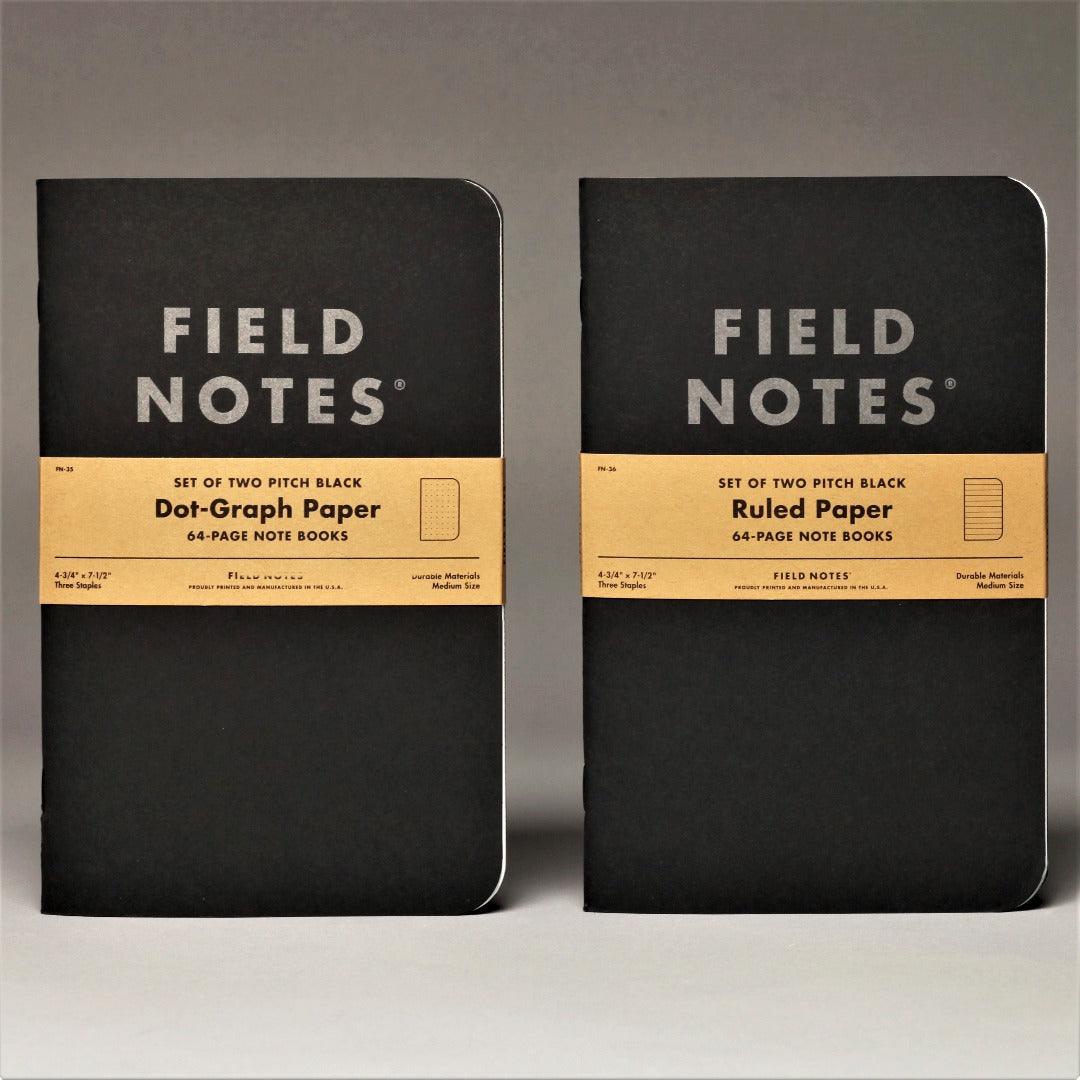 Pitch Black Note Book 2 - Pack | Ruled & Dot - Graph Paper for Writing & Drawing - Fish On! Custom Rods