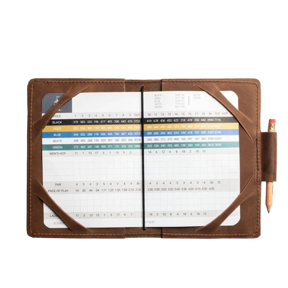 Premium Leather Golf Scorecard Holder - Stylish & Functional - Fish On! Custom Rods
