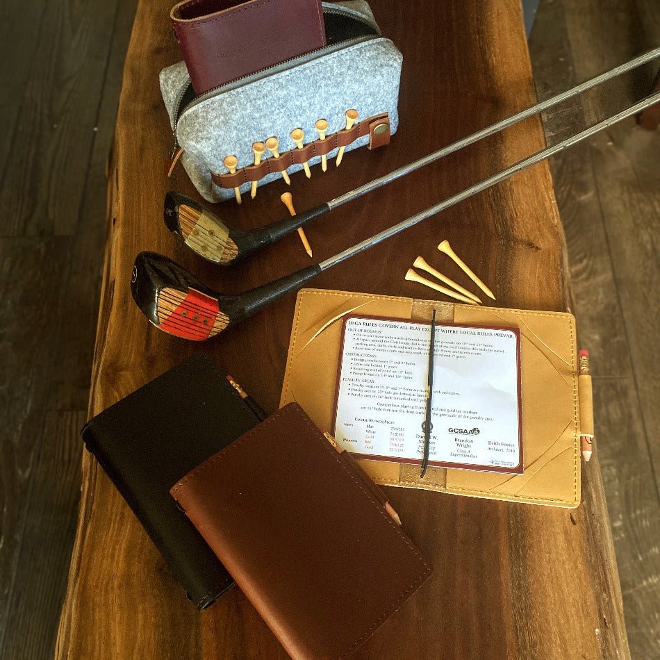 Premium Leather Golf Scorecard Holder - Stylish & Functional - Fish On! Custom Rods