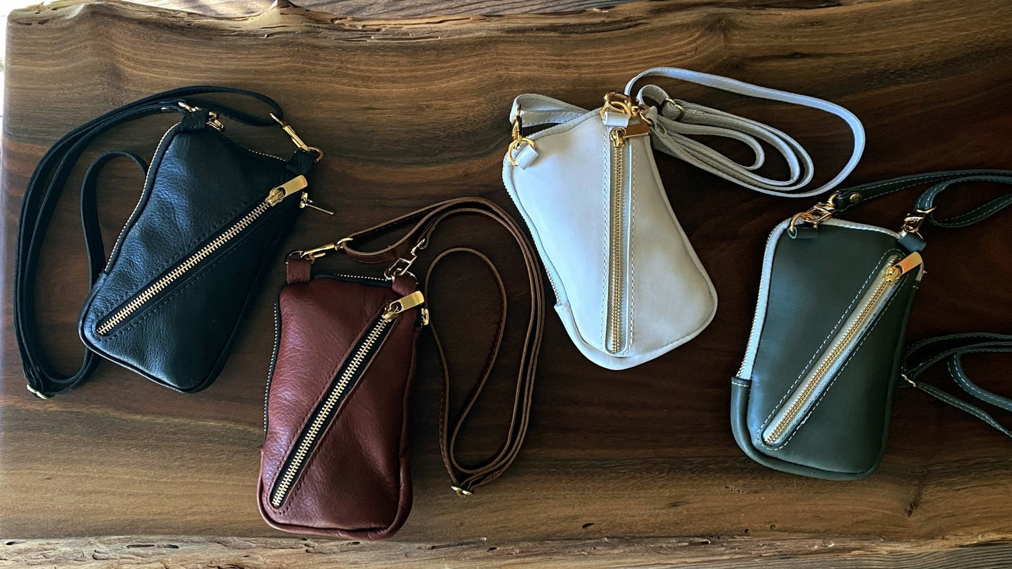 Premium Small Leather Crossbody Bag - Stylish & Functional - Rustico Leather - Fish On! Custom Rods