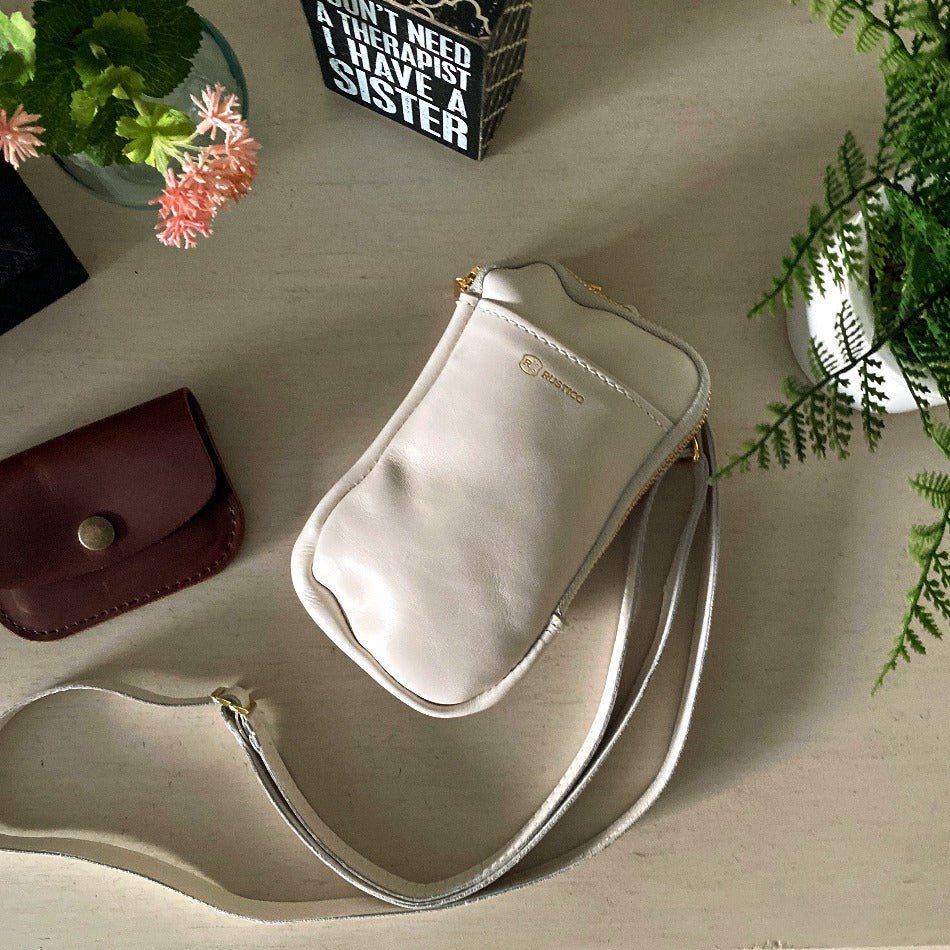 Premium Small Leather Crossbody Bag - Stylish & Functional - Rustico Leather - Fish On! Custom Rods