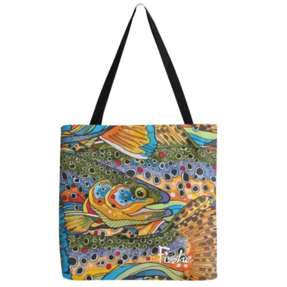 Unbound Brown Canvas Fishing Tote Bag - 16x16 Multi - Use Organizer - Fish On! Custom Rods