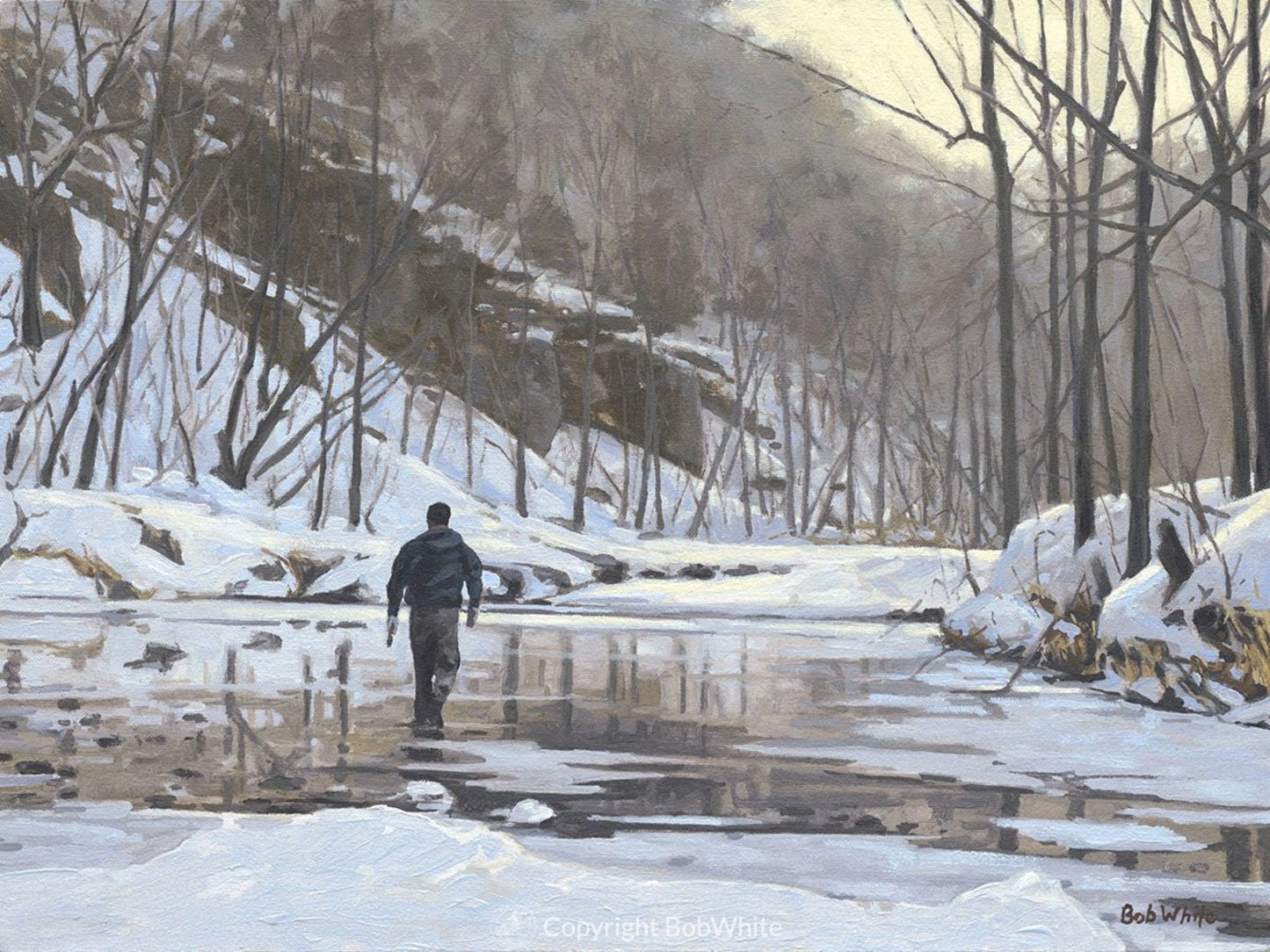 Winter Fly Fishing Holiday Cards | Outdoor Greetings - The Classic Sporting Art of Bob White - Fish On! Custom Rods